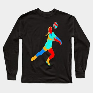 COLORFUL SURREAL RETRO NEON GIRL VOLLEYBALL PLAYER Long Sleeve T-Shirt